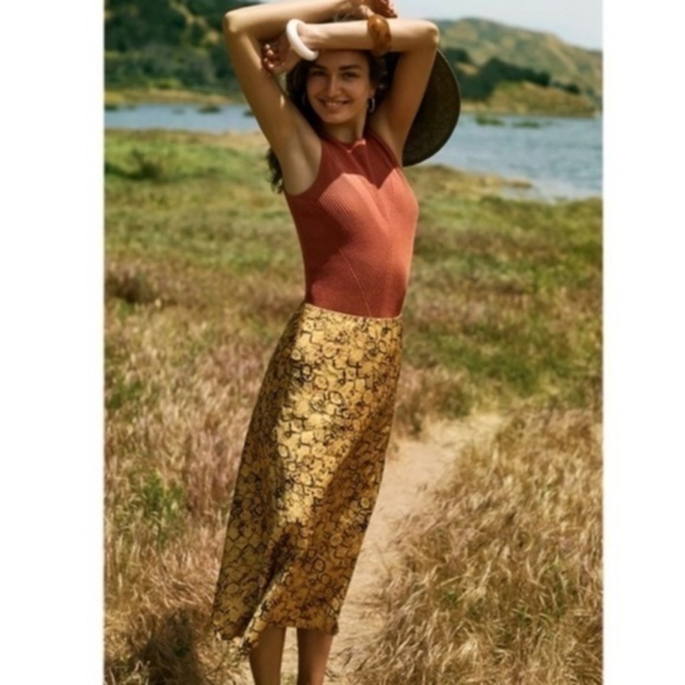 Anthropologie Current Air Harmony Animal Print Midi Skirt